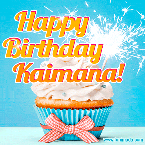 Happy Birthday, Kaimana! Elegant cupcake with a sparkler.