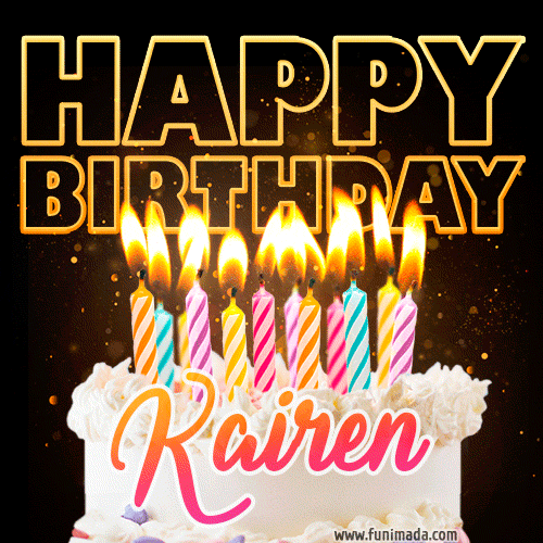 Kairen - Animated Happy Birthday Cake GIF for WhatsApp
