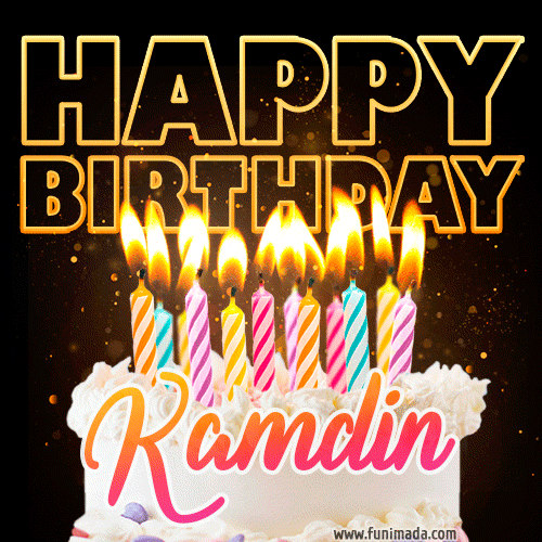 Kamdin - Animated Happy Birthday Cake GIF for WhatsApp