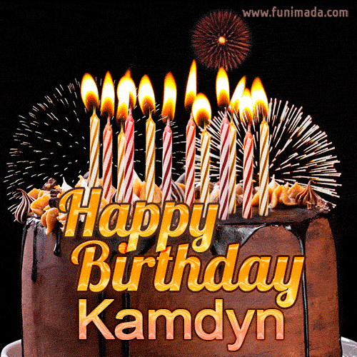 Chocolate Happy Birthday Cake for Kamdyn (GIF)