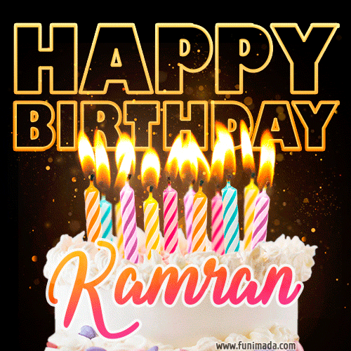 Kamran - Animated Happy Birthday Cake GIF for WhatsApp