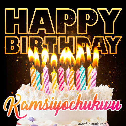 Kamsiyochukwu - Animated Happy Birthday Cake GIF for WhatsApp