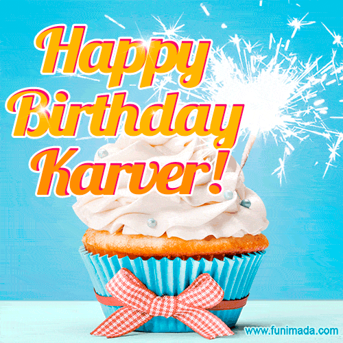 Happy Birthday, Karver! Elegant cupcake with a sparkler.