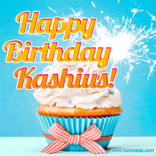 Happy Birthday, Kashius! Elegant cupcake with a sparkler.