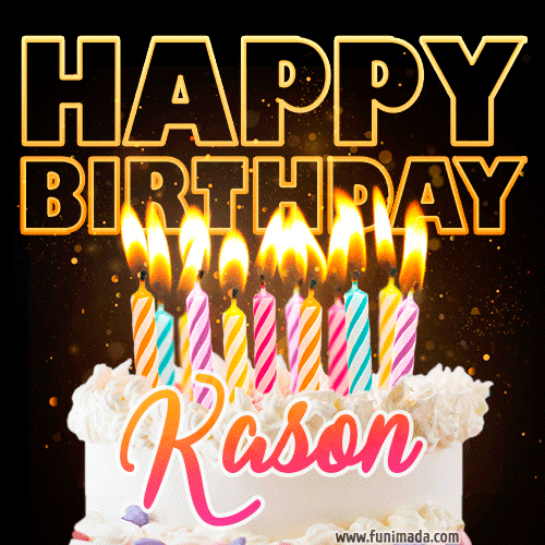 Kason - Animated Happy Birthday Cake GIF for WhatsApp
