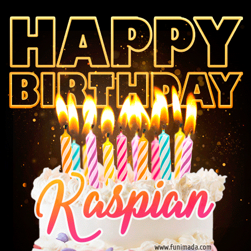 Kaspian - Animated Happy Birthday Cake GIF for WhatsApp