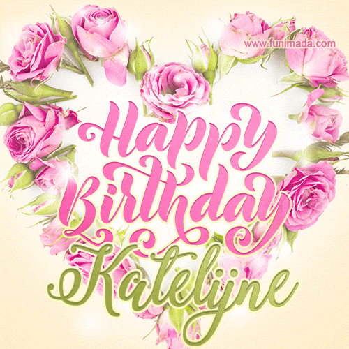 Pink rose heart shaped bouquet - Happy Birthday Card for Katelijne