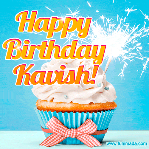 Happy Birthday, Kavish! Elegant cupcake with a sparkler.