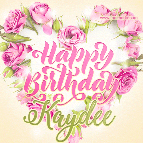 Pink rose heart shaped bouquet - Happy Birthday Card for Kaydee