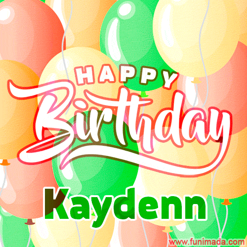 Happy Birthday Image for Kaydenn. Colorful Birthday Balloons GIF Animation.