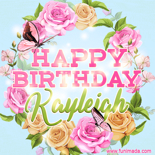 Beautiful Birthday Flowers Card for Kayleigh with Animated Butterflies