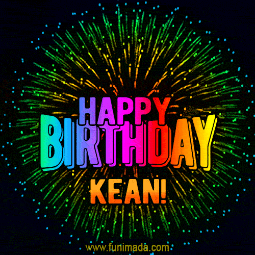 New Bursting with Colors Happy Birthday Kean GIF and Video with Music