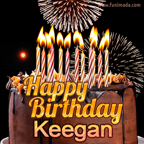 Chocolate Happy Birthday Cake for Keegan (GIF)