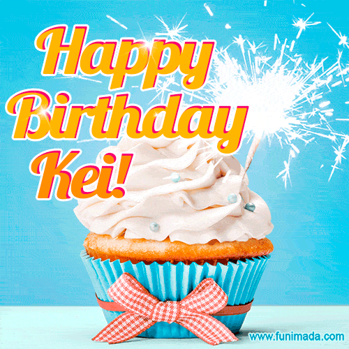 Happy Birthday, Kei! Elegant cupcake with a sparkler.