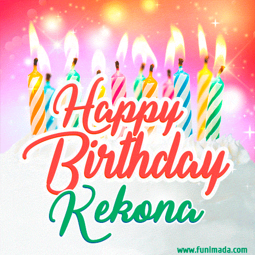 Happy Birthday GIF for Kekona with Birthday Cake and Lit Candles