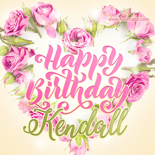 Pink rose heart shaped bouquet - Happy Birthday Card for Kendall