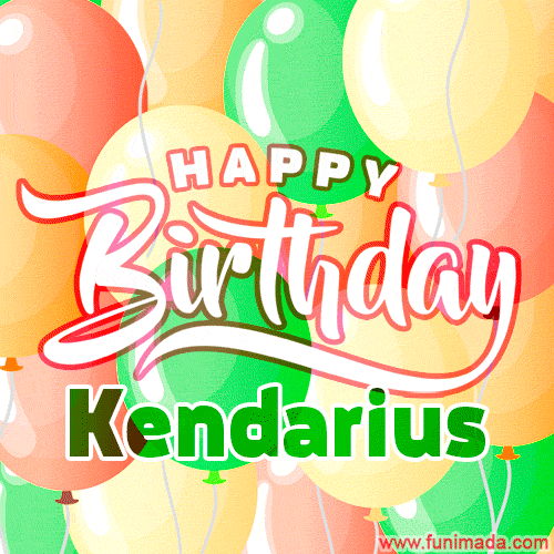 Happy Birthday Image for Kendarius. Colorful Birthday Balloons GIF Animation.