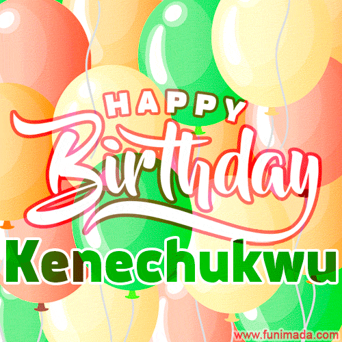 Happy Birthday Image for Kenechukwu. Colorful Birthday Balloons GIF Animation.