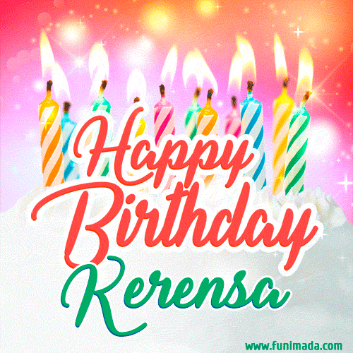 Happy Birthday GIF for Kerensa with Birthday Cake and Lit Candles