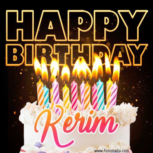 Kerim - Animated Happy Birthday Cake GIF for WhatsApp