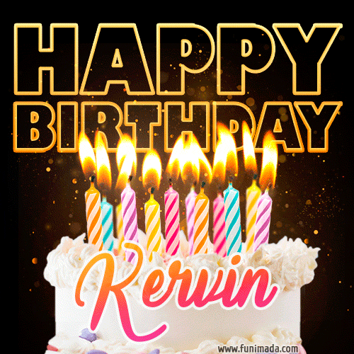 Kervin - Animated Happy Birthday Cake GIF for WhatsApp