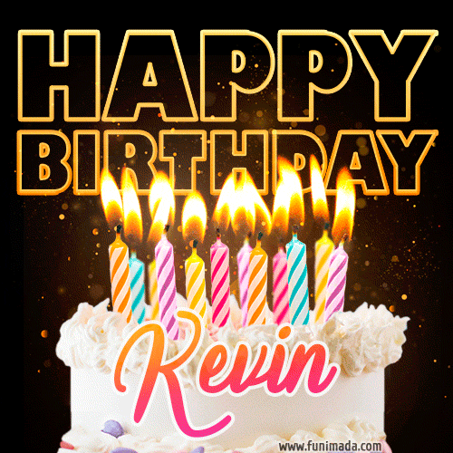 Kevin - Animated Happy Birthday Cake GIF for WhatsApp