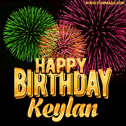 Wishing You A Happy Birthday, Keylan! Best fireworks GIF animated greeting card.