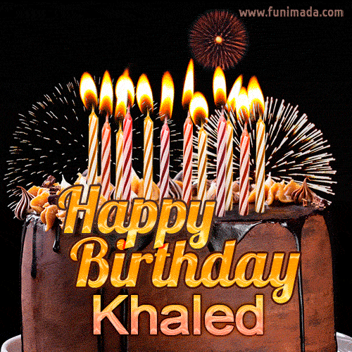 Chocolate Happy Birthday Cake for Khaled (GIF)