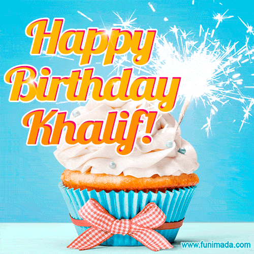 Happy Birthday, Khalif! Elegant cupcake with a sparkler.