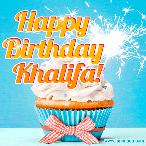 Happy Birthday, Khalifa! Elegant cupcake with a sparkler.