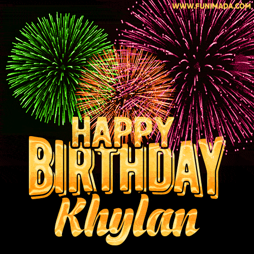 Wishing You A Happy Birthday, Khylan! Best fireworks GIF animated greeting card.