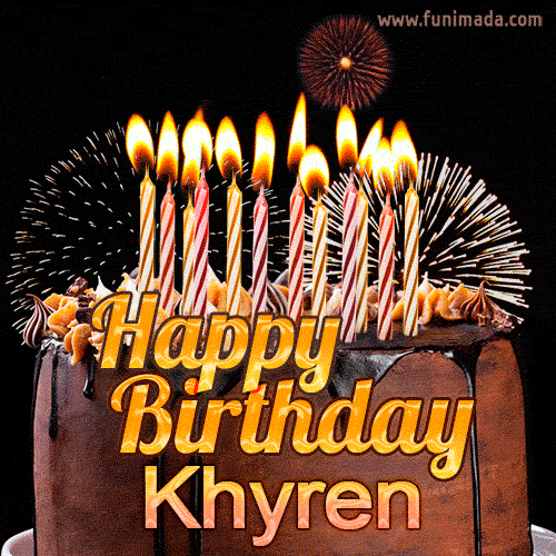 Chocolate Happy Birthday Cake for Khyren (GIF)