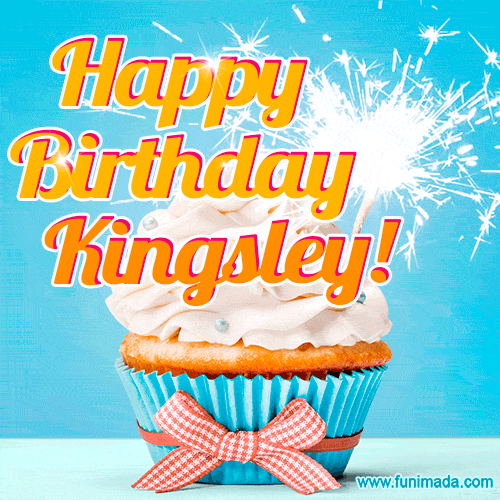 Happy Birthday, Kingsley! Elegant cupcake with a sparkler.