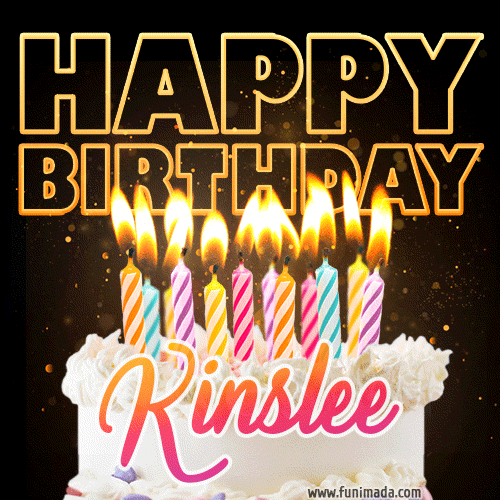Kinslee - Animated Happy Birthday Cake GIF Image for WhatsApp