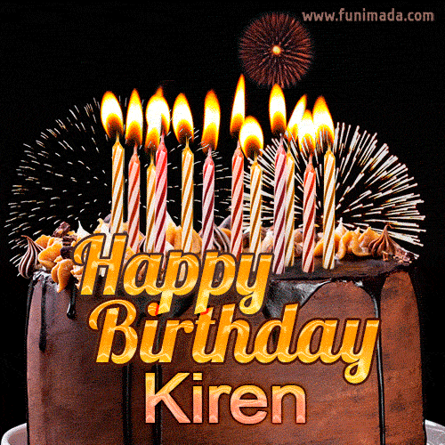 Chocolate Happy Birthday Cake for Kiren (GIF)