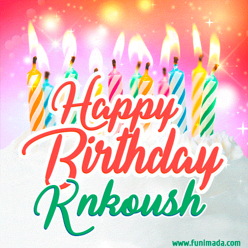 Happy Birthday GIF for Knkoush with Birthday Cake and Lit Candles