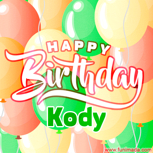 Happy Birthday Image for Kody. Colorful Birthday Balloons GIF Animation.