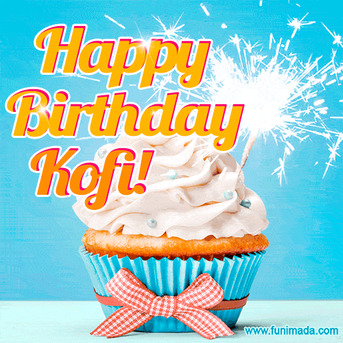 Happy Birthday, Kofi! Elegant cupcake with a sparkler.