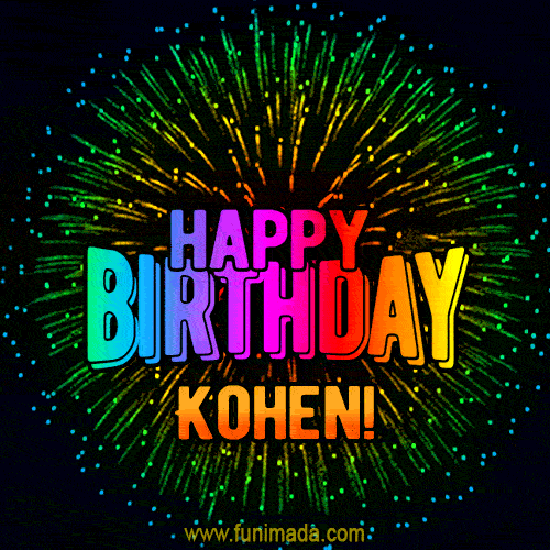 New Bursting with Colors Happy Birthday Kohen GIF and Video with Music