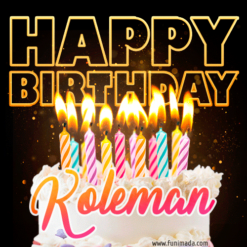 Koleman - Animated Happy Birthday Cake GIF for WhatsApp