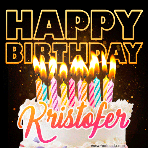 Kristofer - Animated Happy Birthday Cake GIF for WhatsApp