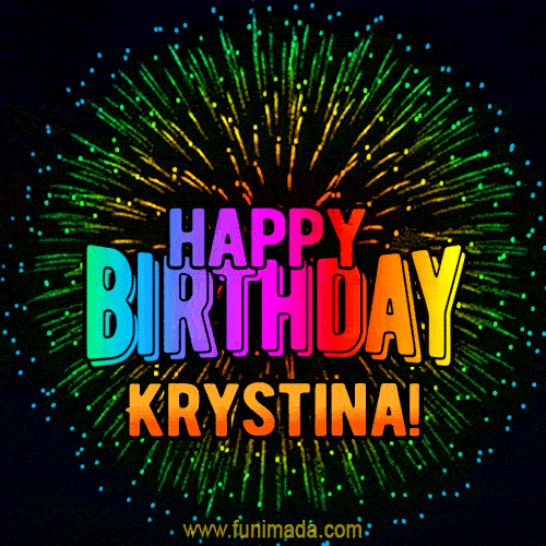 New Bursting with Colors Happy Birthday Krystina GIF and Video with Music