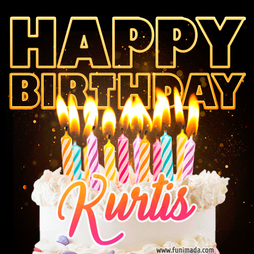 Kurtis - Animated Happy Birthday Cake GIF for WhatsApp