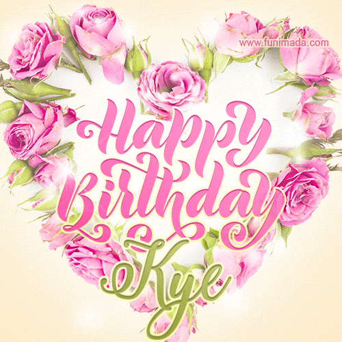 Pink rose heart shaped bouquet - Happy Birthday Card for Kye