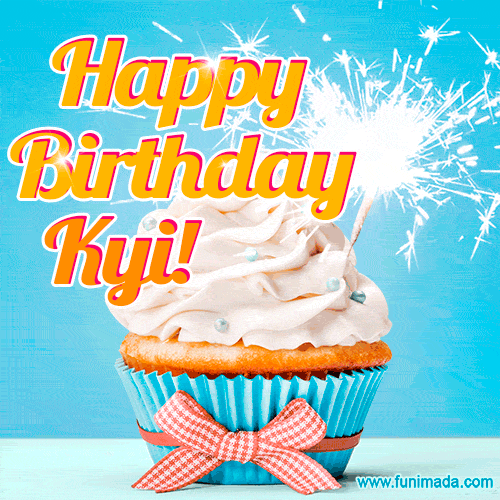 Happy Birthday, Kyi! Elegant cupcake with a sparkler.