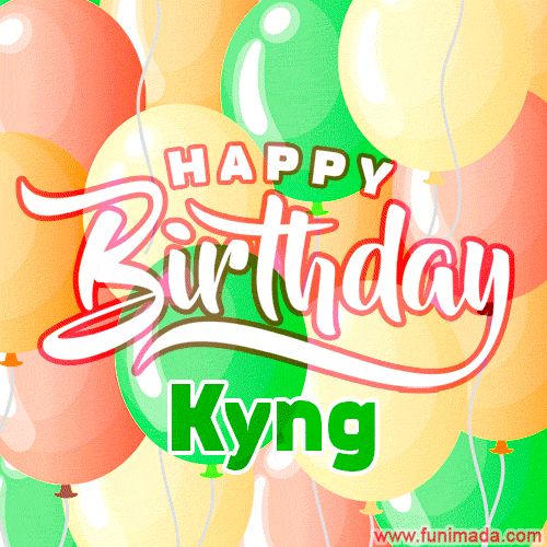 Happy Birthday Image for Kyng. Colorful Birthday Balloons GIF Animation.