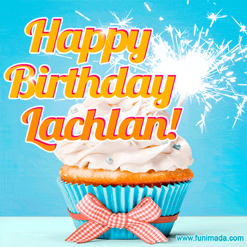 Happy Birthday, Lachlan! Elegant cupcake with a sparkler.