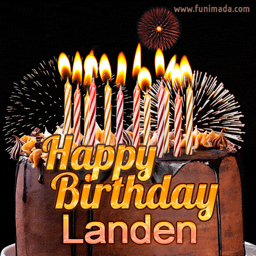 Chocolate Happy Birthday Cake for Landen (GIF)