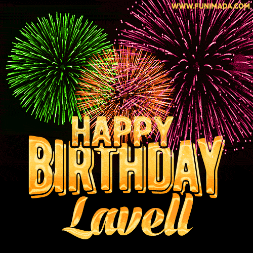 Wishing You A Happy Birthday, Lavell! Best fireworks GIF animated greeting card.