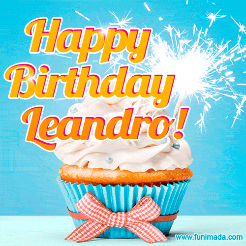 Happy Birthday, Leandro! Elegant cupcake with a sparkler.
